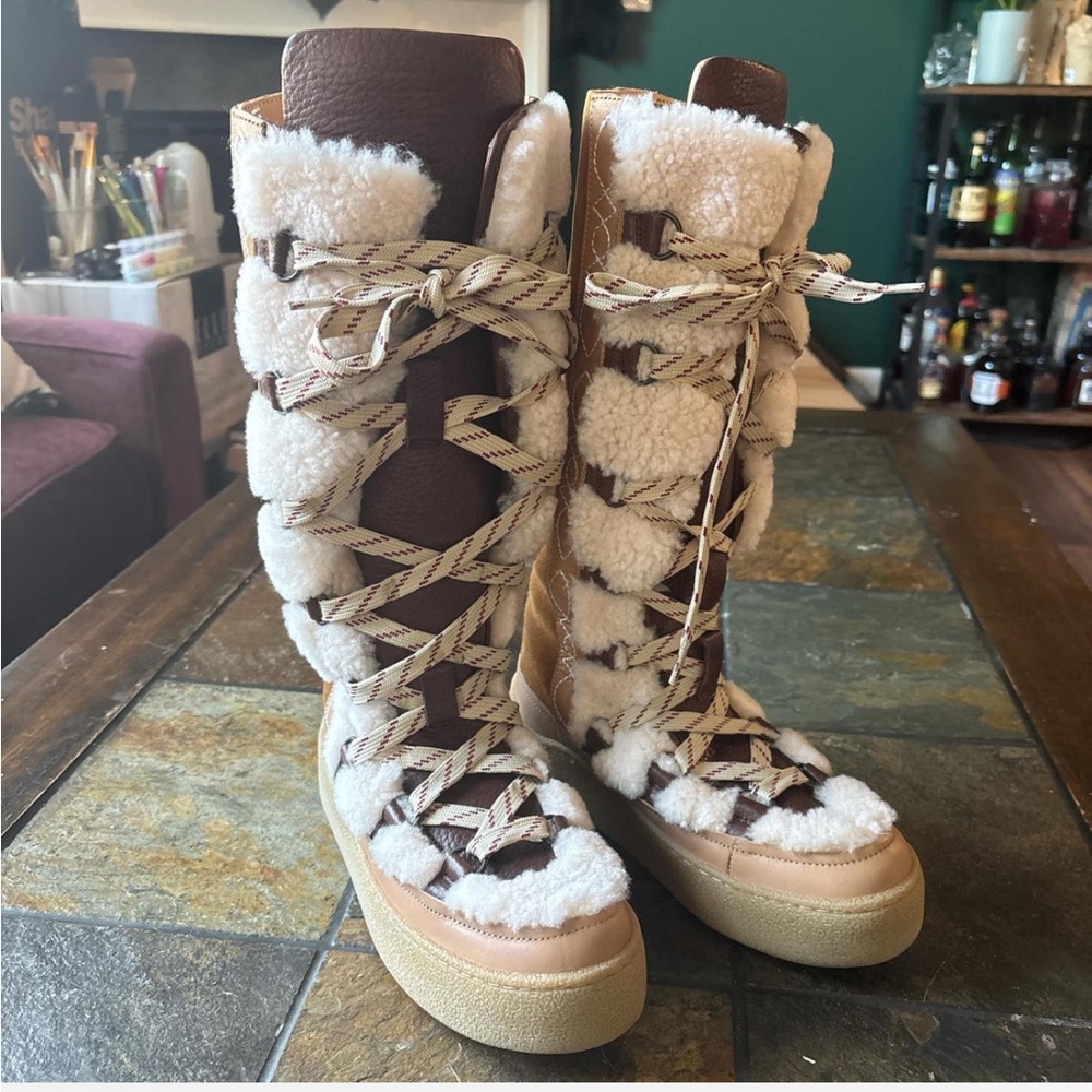 Free people Cozy Shearling Lace-Up Boots